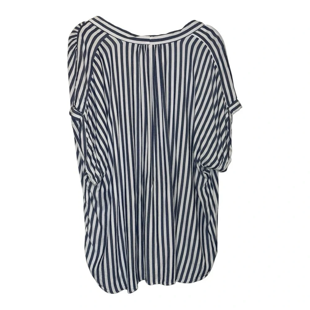 Workshop Republic Clothing Navy and White Striped Top